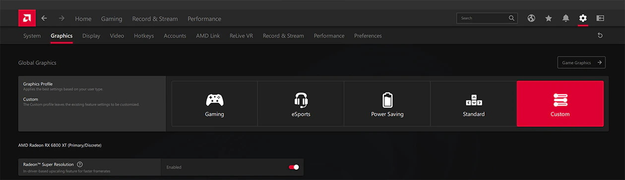 开启RSR功能 开启RSR功能
