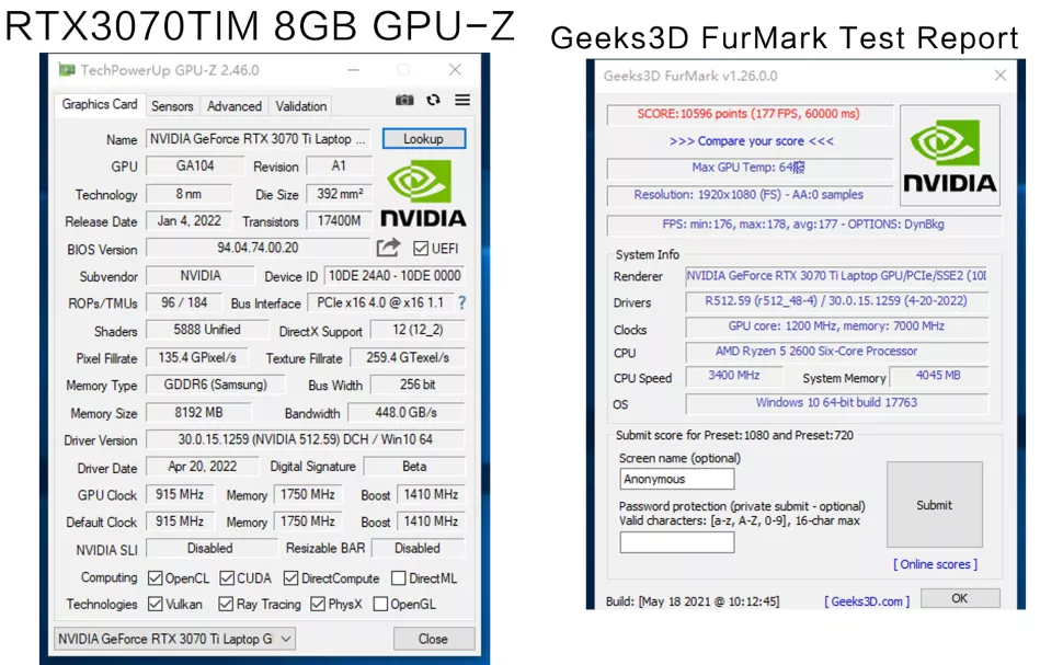 RTX 3070TIM参数 RTX 3070TIM参数