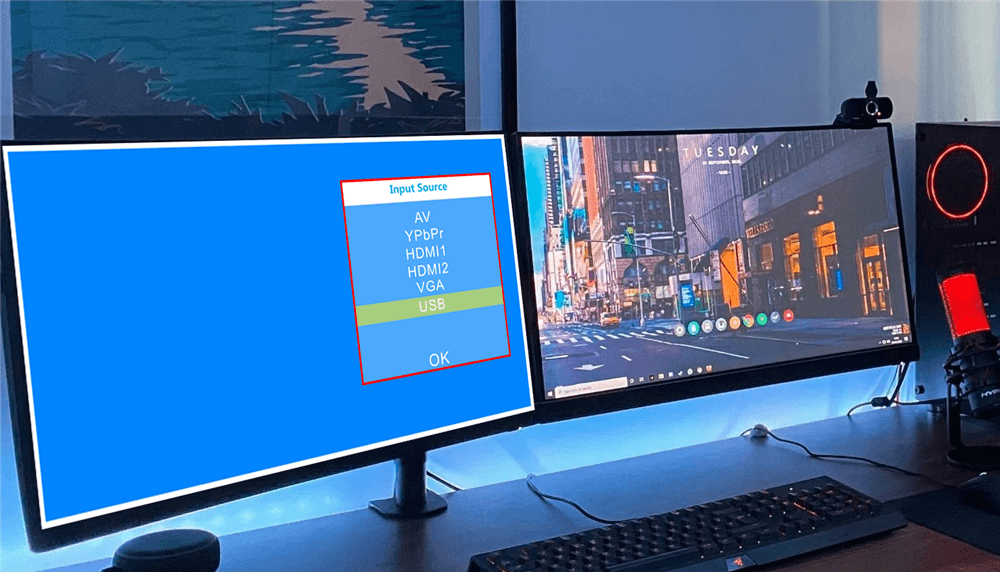 调整并切换显示器输入源 调整并切换显示器输入源