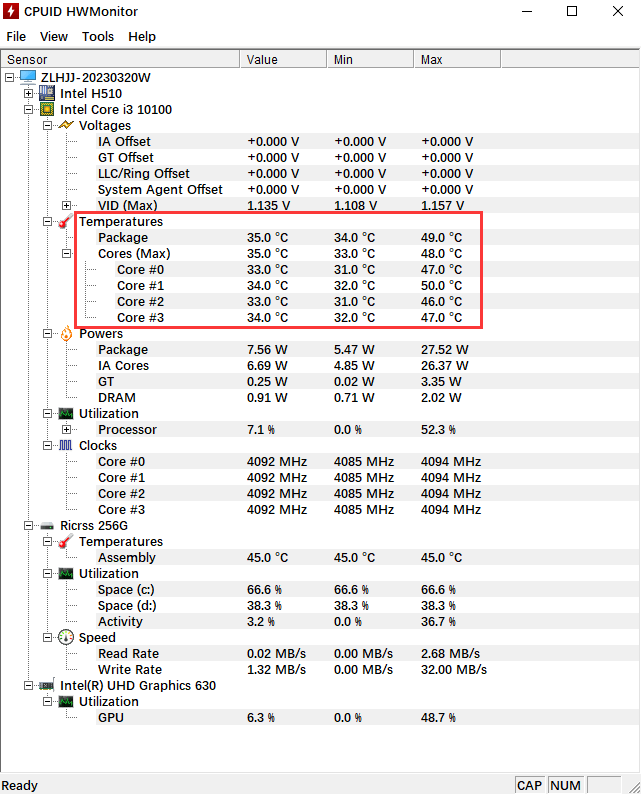 软件HWMonitor界面 软件HWMonitor界面