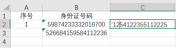 身份证前加单引号