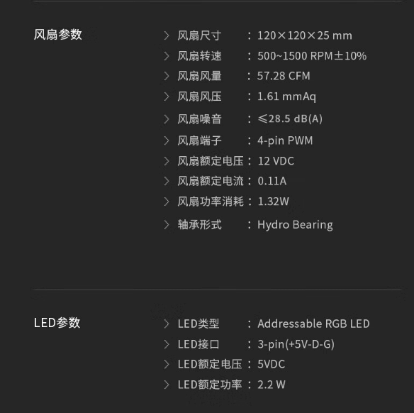 风扇参数 风扇参数