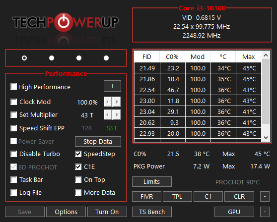 ThrottleStop主界面