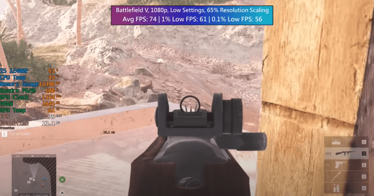 P620低画质1080P战地5测试