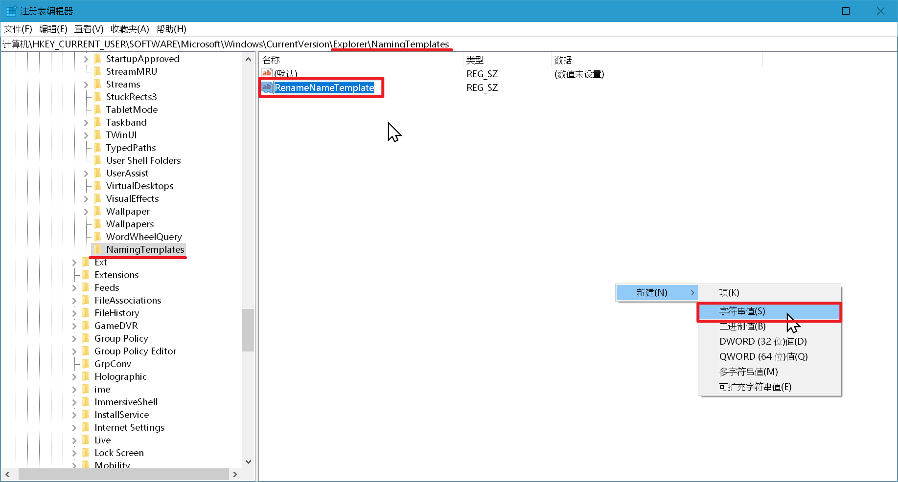 图片4. 新建字符串值RenameNameTemplate.png