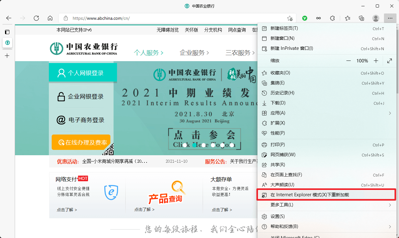 使用IE打开网站