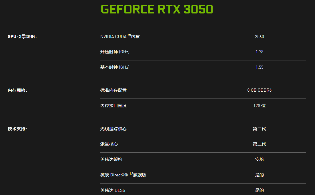 RTX3050规格