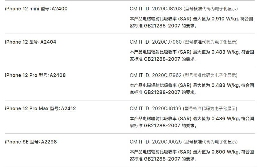 苹果官方SAR 苹果官方SAR