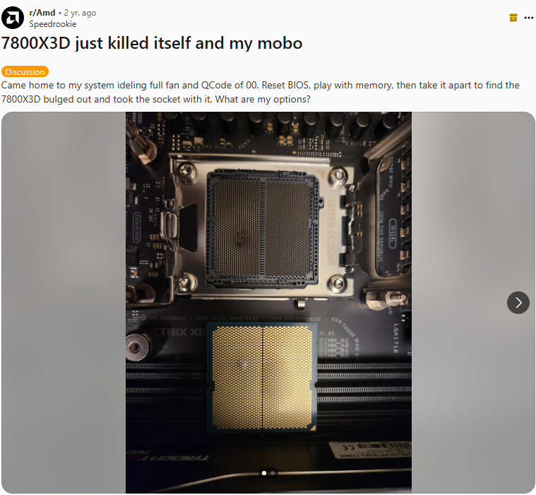 7800X3D烧毁案例 7800X3D烧毁案例