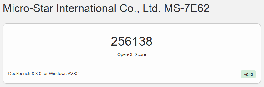 OpenCL Score OpenCL Score
